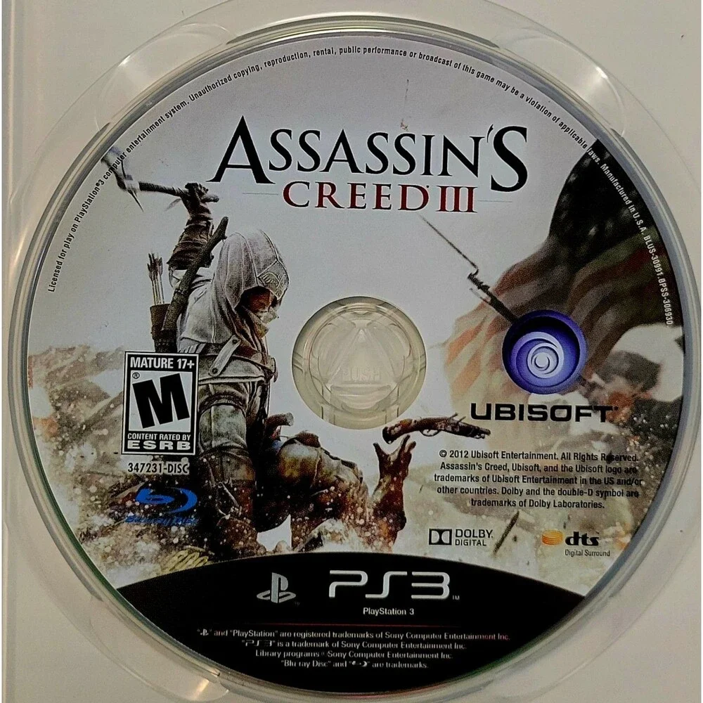 SONY PLAYSTATION 3 PS3: ASSASSIN'S CREED III,CIB, VG COND, CLEAN DISC, FAST SHIP